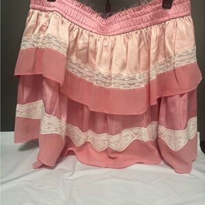 LoveShackFancy Blush and Cream Tiered Skirt